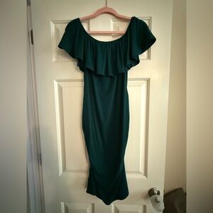 Elegant Green Off-Shoulder Maternity Dress